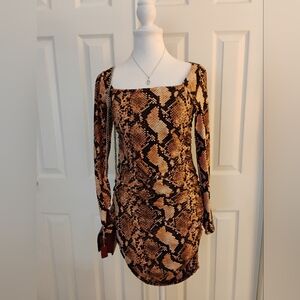 Vibe sportswear Long Sleeve Snake Print Dress